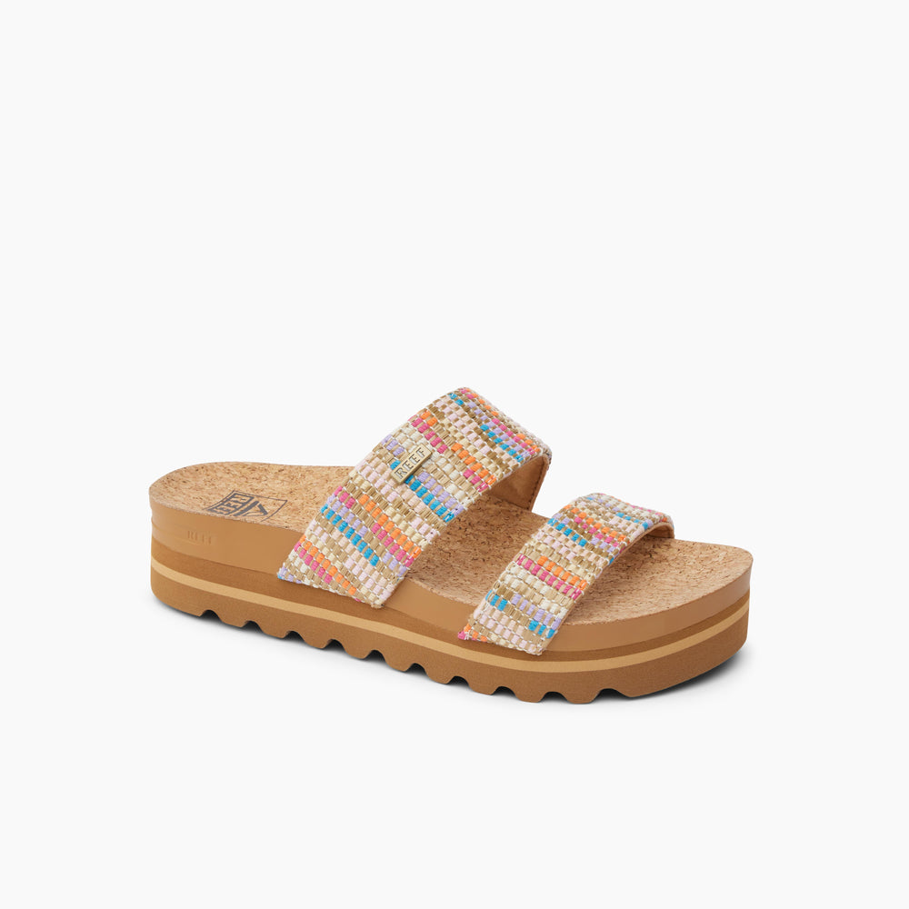 Multi Color Platform Sandals Reef Women CUSHION VISTA HI BEACHY