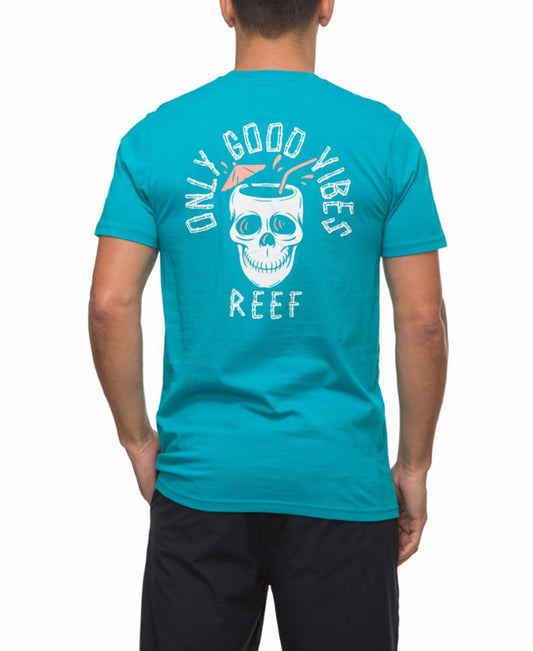 Reef Apparel Men TROPISKULL TEE GRAPHIC TEE TILE BLUE