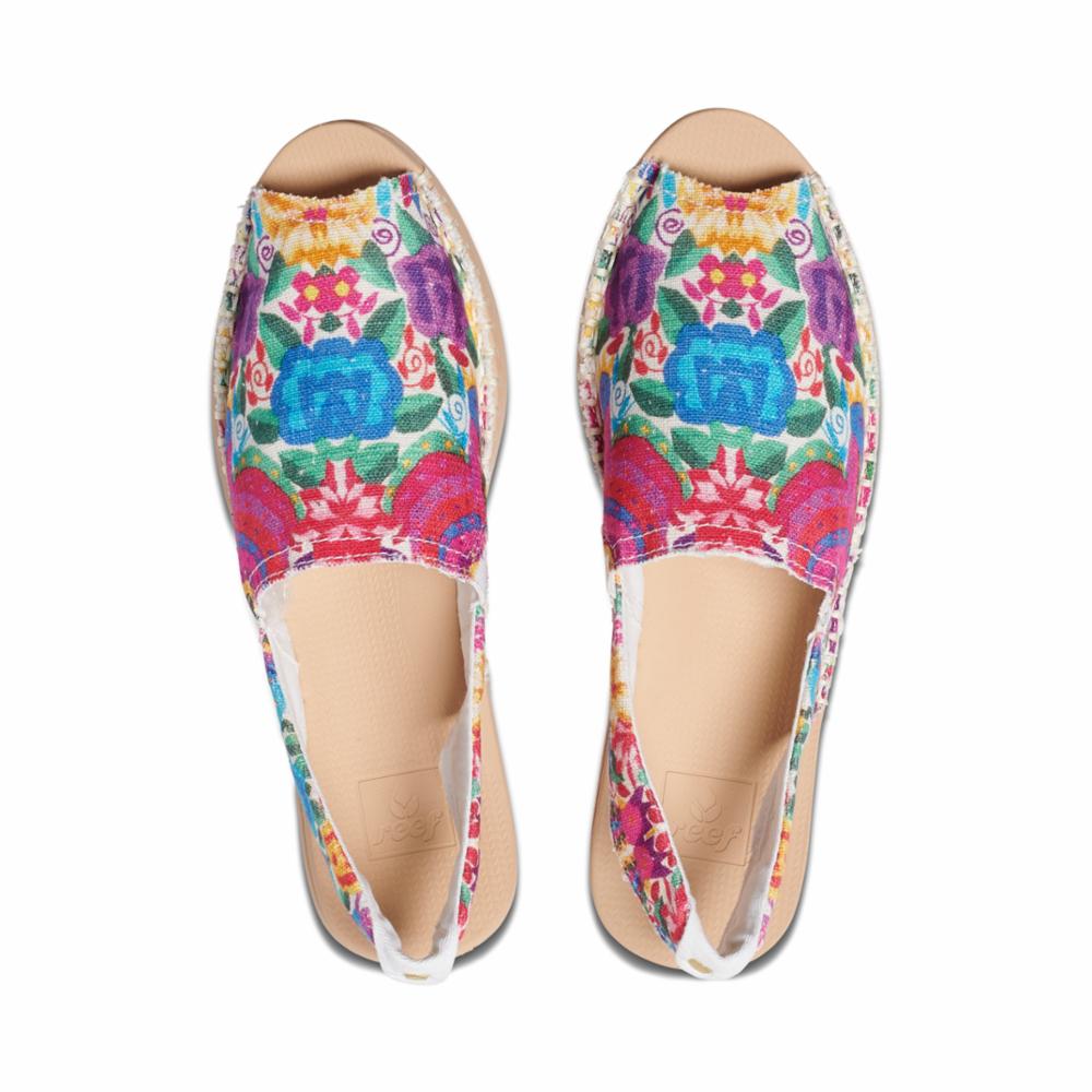 Reef Escape Sling Prints Multi Floral Canvas Flat Espadrille Shoes