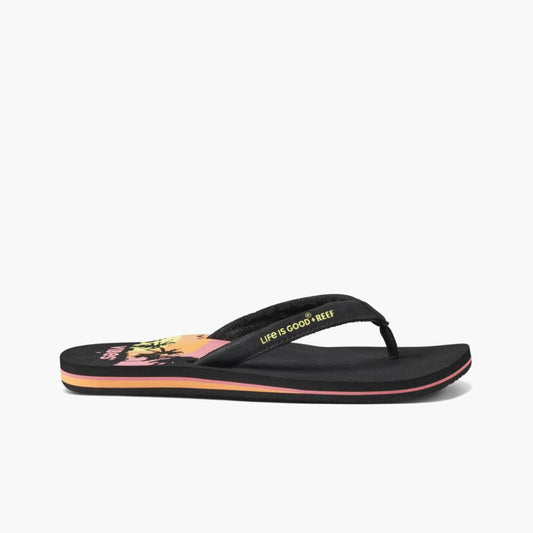 Reef Women REEF CUSHION SANDS + LIFE IS GOOD IS GOOD SUNSET BLACK